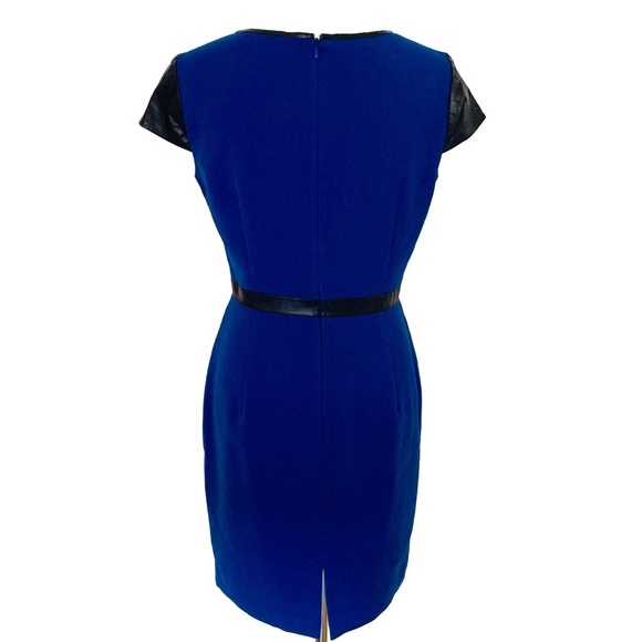 Cremieux Royal Blue Faux Leather Detail Cap Sleeve - Picture 4 of 7